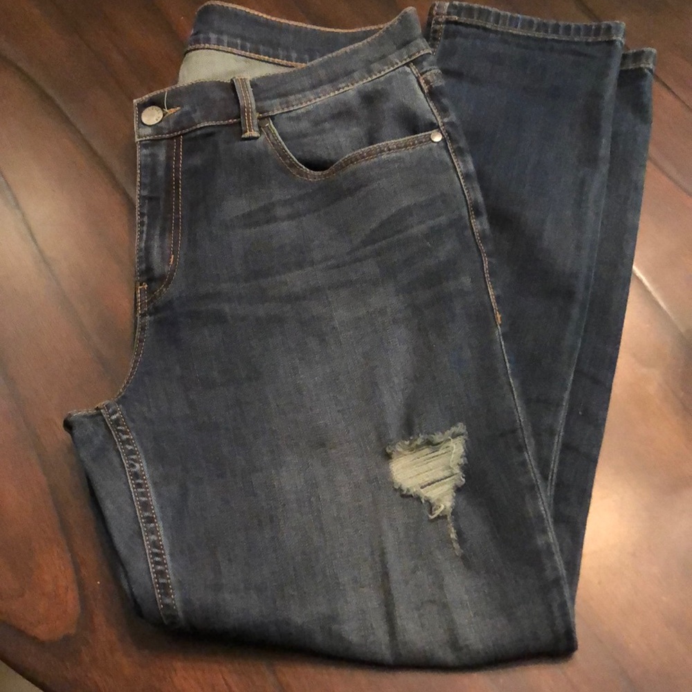 😎Level 99 Ripped high waist straight leg classic pocket jeans
